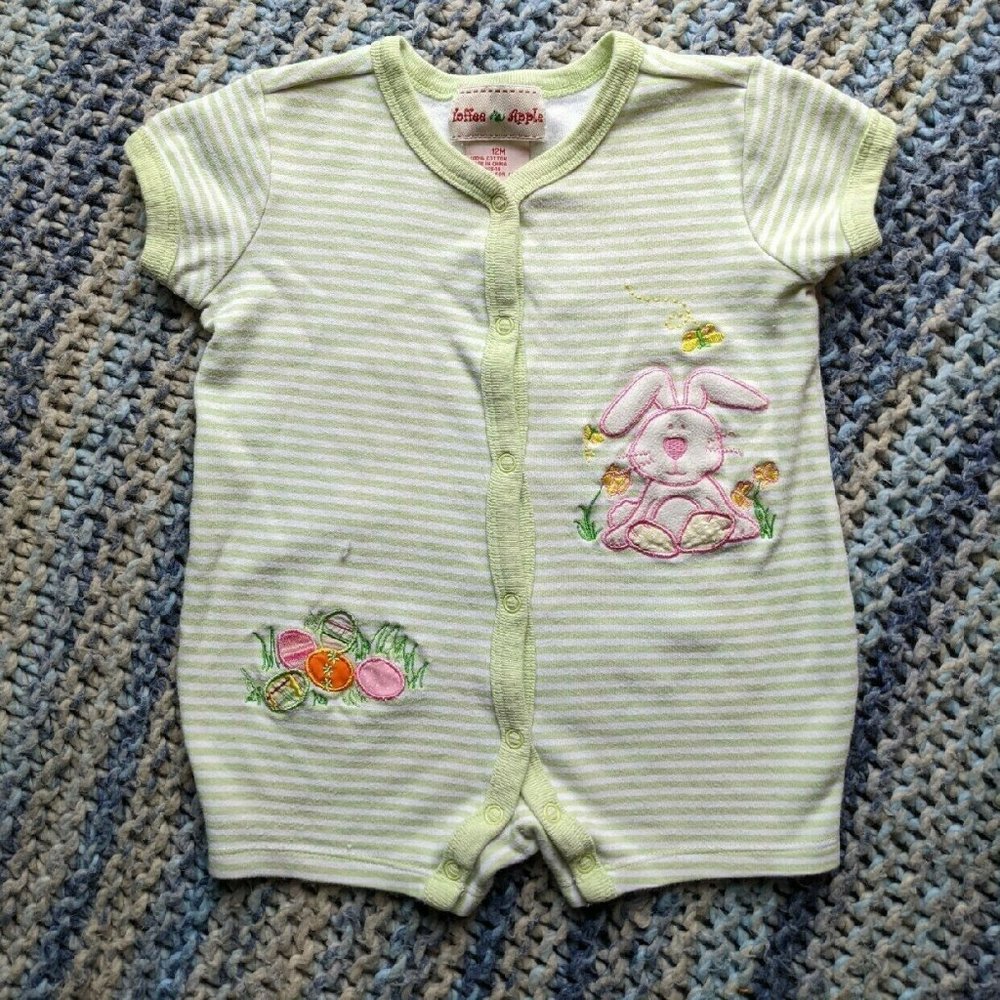 Toffee Apple Easter Front/Back Embroidered Romper 12m